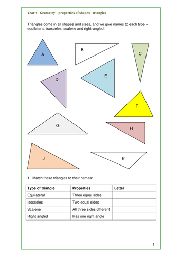 Maths Geometry Key Stage 2 Properties of Shapes Triangles and Quadrilaterals - bundle of activities.