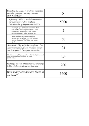 Worksheet - Forces & Motion Calculations by - UK Teaching Resources - TES