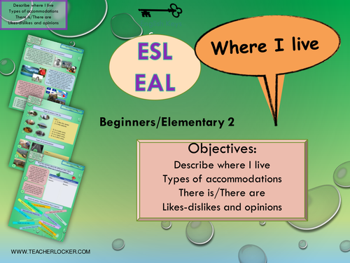 ESL - EAL Where I live - Where I am from Unit 3 lesson 1 (lesson + exercises) (No Prep)