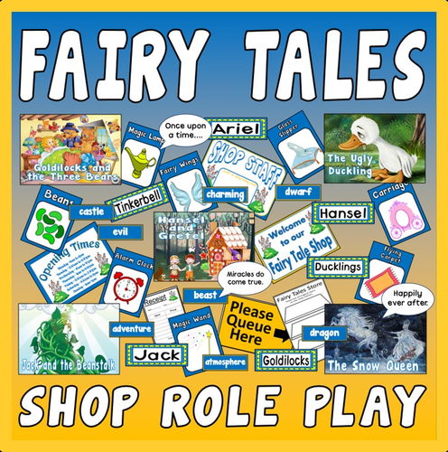 FAIRY TALES SHOP ROLE PLAY TEACHING RESOURCES EYFS KS1-2 ENGLISH SPEAKING