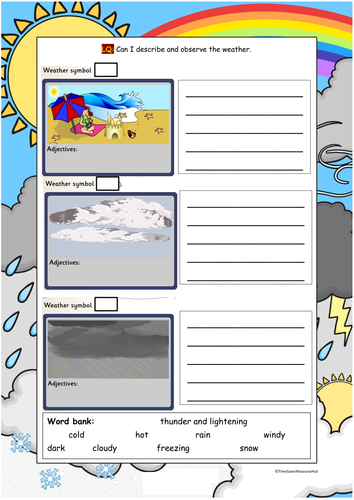 Weather - Observe and descibe worksheets (differentiated)