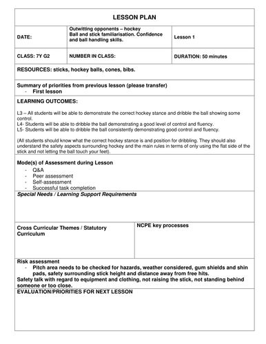 Year 7, 8 and 9 hockey unit plans and lessons by hworkman ...