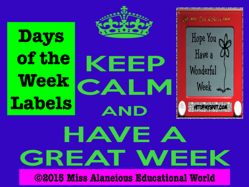 Back-to-School: Days of the Week Labels!