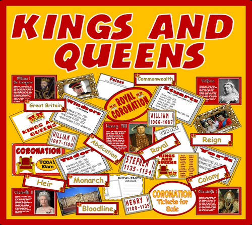 KINGS AND QUEENS TEACHING RESOURCES KEY STAGE 1-2 HISTORY DISPLAY ROLE PLAY