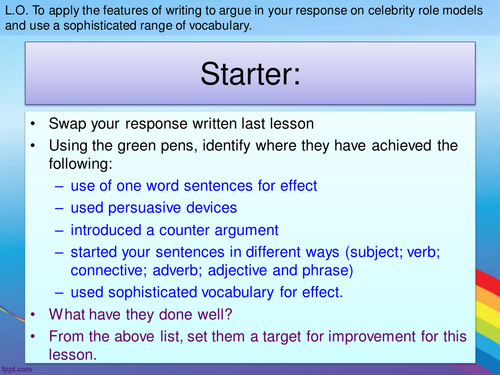 Argumentative Writing - Are Celebrities good role models?