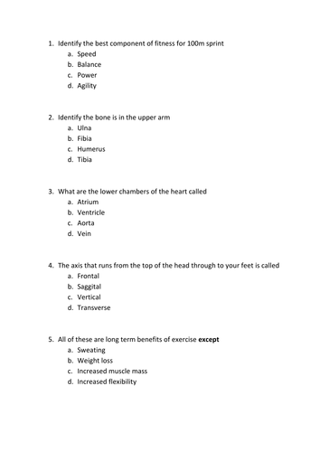 AQA GCSE PE 2016 Spec - Health and Fitness Test