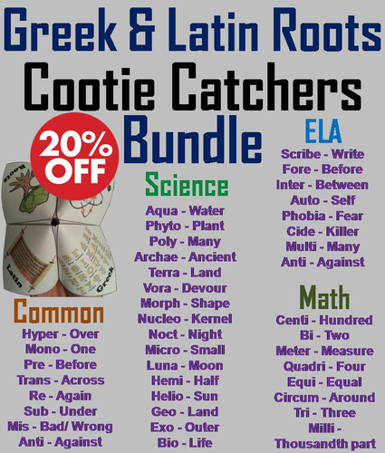 Greek and Latin Roots Cootie Catchers Bundle