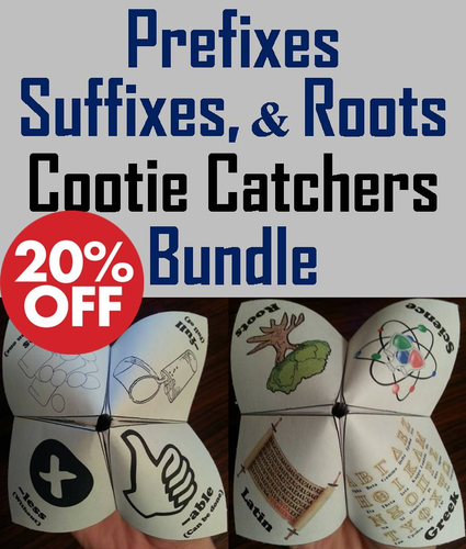 Prefixes, Suffixes, and Roots Cootie Catchers Bundle
