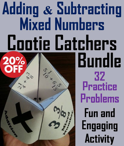 Adding and Subtracting Mixed Numbers Cootie Catchers