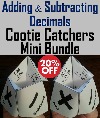 Adding and Subtracting Decimals Cootie Catchers Bundle