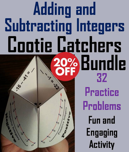 Adding and Subtracting Integers Cootie Catchers Bundle