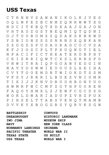 USS Texas Word Search