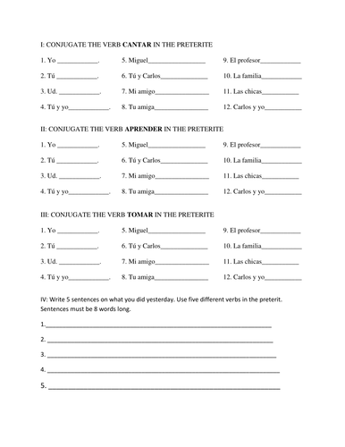 preterite regular verbs quiz