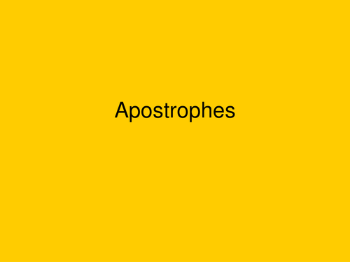 KS2 Apostrophes Lesson Plans