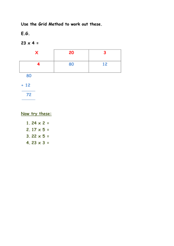 Mental and written methods to solve multiplication calculations 4 days planning and resources.