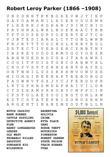 Butch Cassidy Word Search