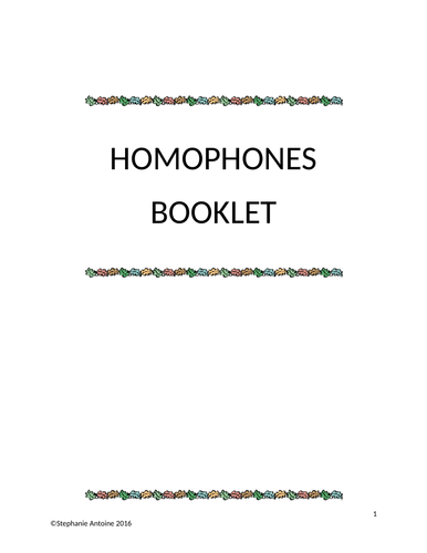 Homophones Booklet | Teaching Resources