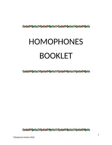 Homophones Booklet