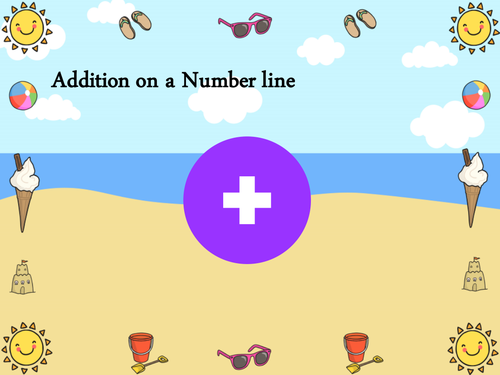 Addition on a number line resource pack (differentiated) Seaside theme