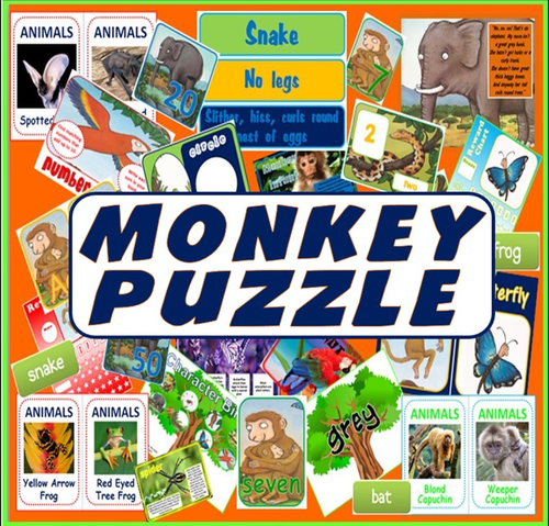 MONKEY PUZZLE STORY TEACHING RESOURCES LITERACY READING EYFS KS 1-2 ANIMALS FAMILY