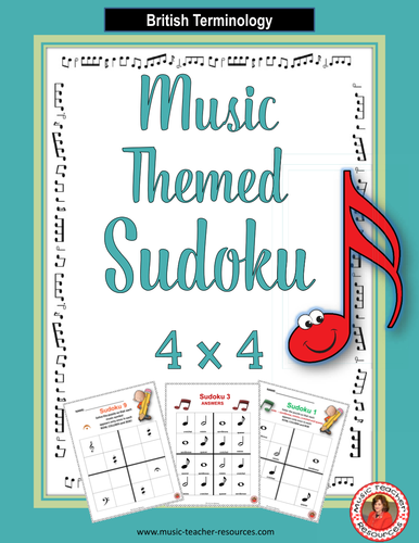 MUSIC THEMED SUDOKU 4x4 using British Terminology 