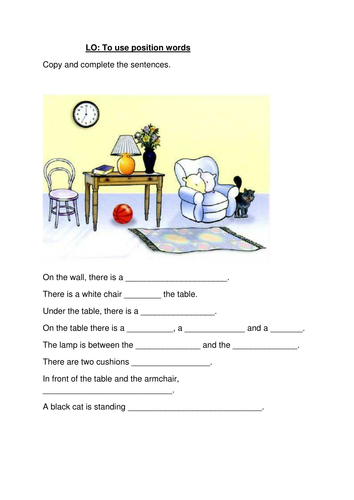 Year 3 and 4 Grammar Prepositions Lesson Plan