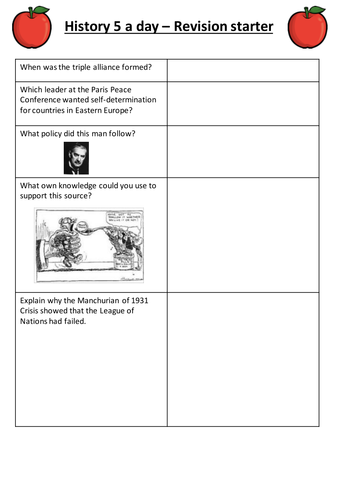 AQA History GCSE B '5 a day' starters revision pack. 