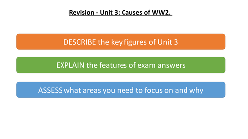 AQA History GCSE Unit 3 revision lesson. Causes of WW2. 