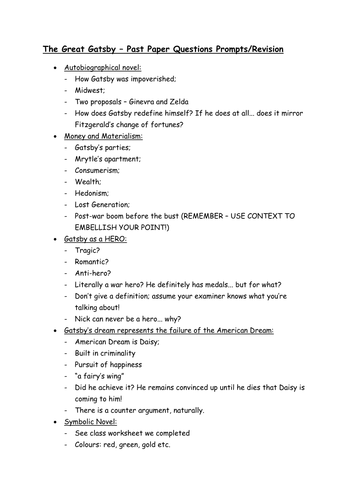 30 Great Gatsby Essay Topics | blogger.com