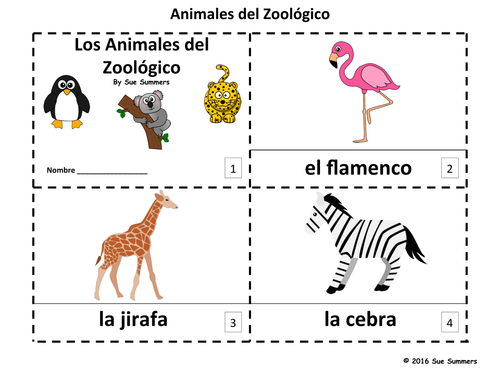 Spanish Zoo Animals 2 Emergent Reader Booklets - Animales del Zoológico