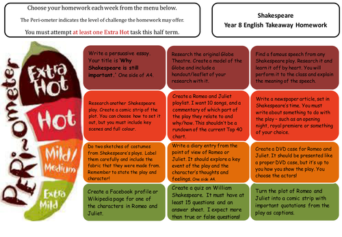 KS3 Shakespeare Takeaway Homework