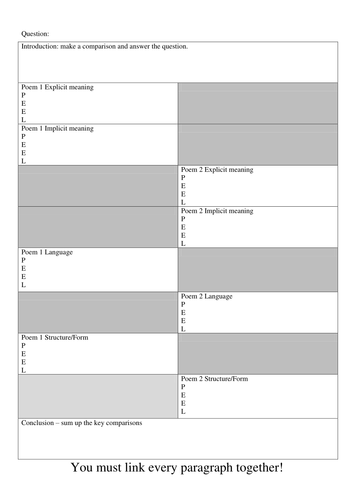 New GCSE: detailed set of Conflict poetry example 