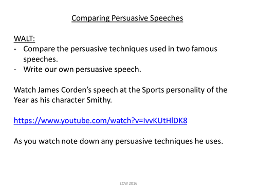 Comparing and Writing Persuasive Speeches