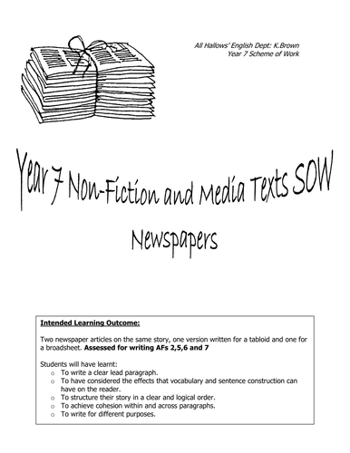 Newspapers: KS3 Complete SOW and Resources