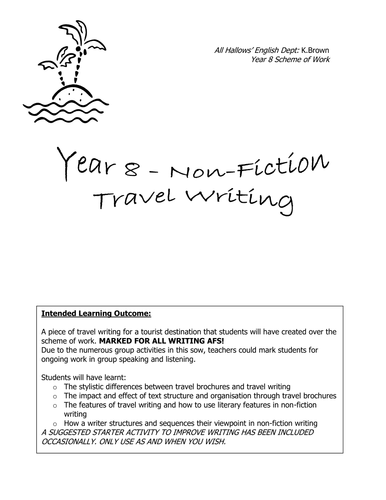 Travel Writing: KS3 Complete SOW and Resources