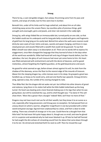 Reading Comprehension - Smaug