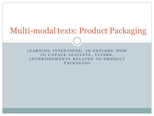 GCSE English Language: Analysis of Multi-Modal Texts - Product Packaging