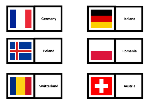 Euro 2016 country dominoes - flags, capitals and maps