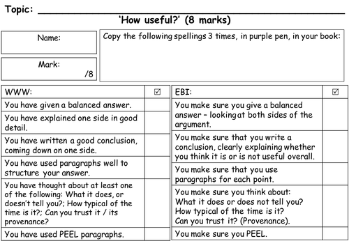 AQA History (8145) New Spec: GCSE Marking Grids for exam Questions ...