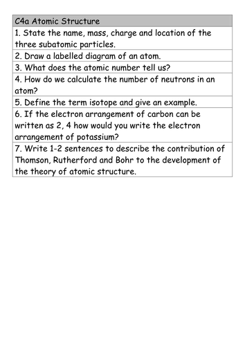 OCR Gateway Chemistry C4 C5 C6 Revision Questions