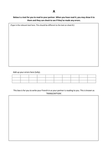 Transcription pairwork - French