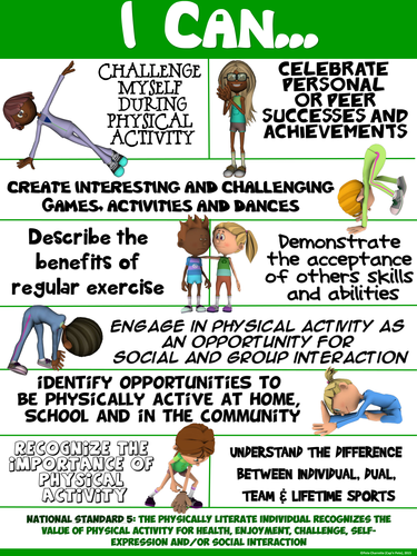 PE Poster: "I Can" Statements- Standard 5: Seeing the Value of Physical Activity