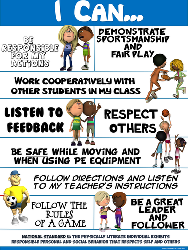 PE Poster: "I Can" Statements- Standard 4: Personal and Social Behavior