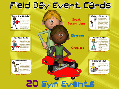 Field Day Event Cards- 20 Gym Events