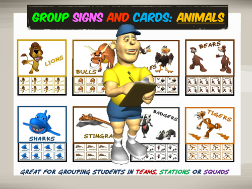 Group Signs and Cards: Animals