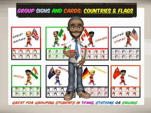 Group Signs and Cards: Countries and Flags