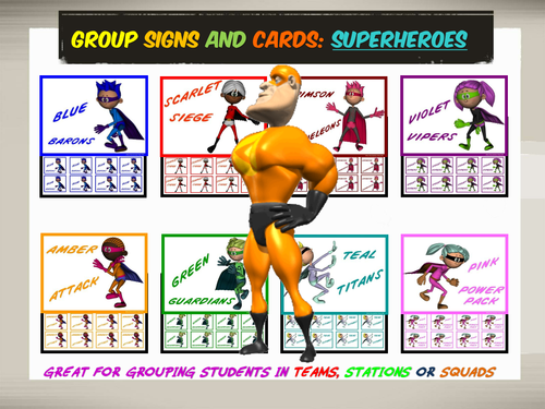Group Signs and Cards: Superheroes