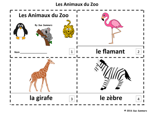 French Zoo Animals 2 Emergent Reader Booklets - Les Animaux du Zoo