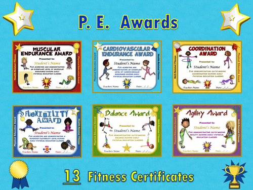 PE AWARDS 13 Fitness Certificates Teaching Resources