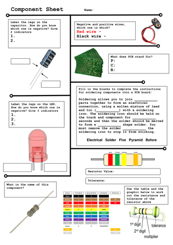 Electronic Component and Soldering Worksheet